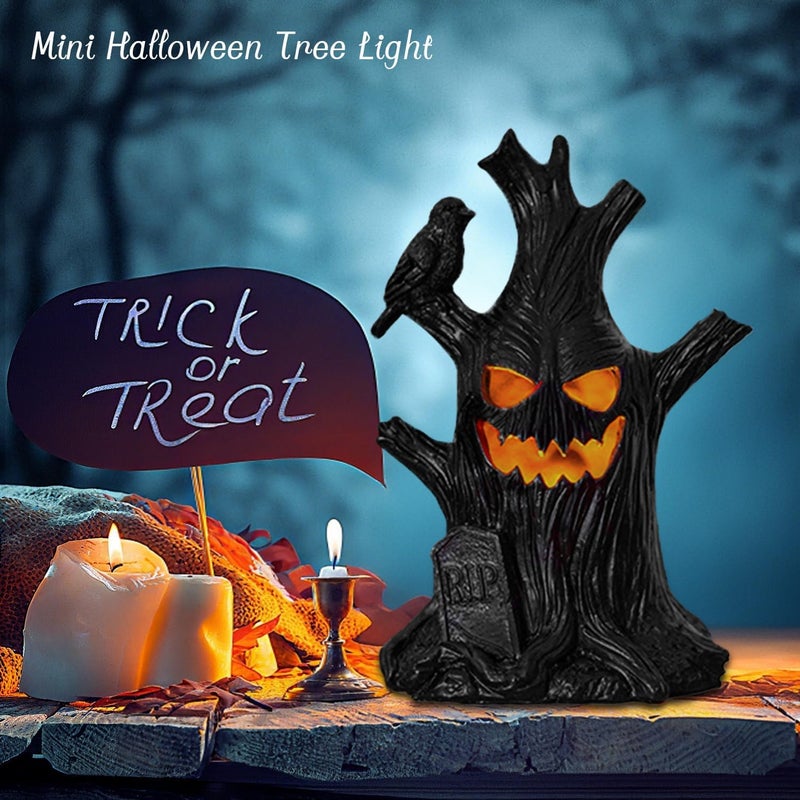 Lifnatty Halloween Tree Light Decoration Indoor – LED Battery Operated Scary Tree Decor with Glowing Face, Halloween Decoration for Home Party Table Haunted House - Image 2